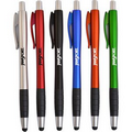 Stylus Click Action Ballpoint Pen w/ Black Ribbed Grip